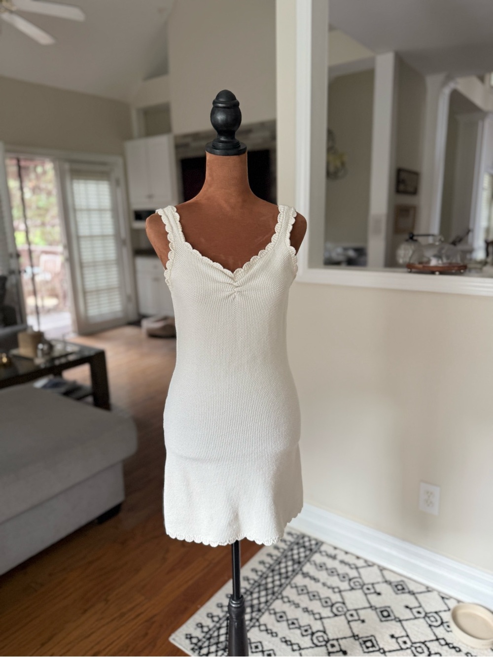 art class Cream Scalloped Ribbed Knit Dress